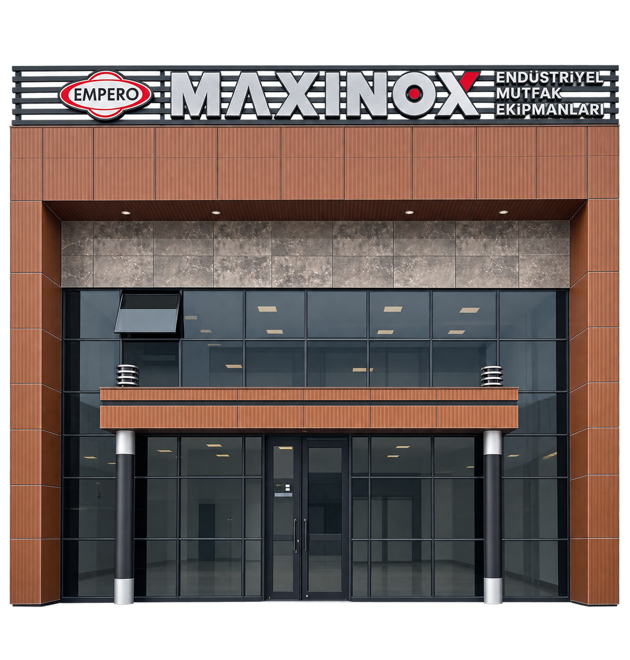 Maxinox iş yeri — şeffaf arka planlı cephe görseli
